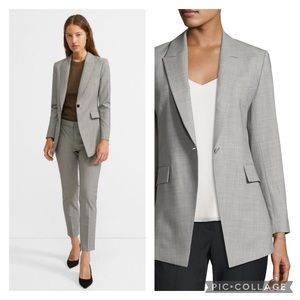 Theory SUIT SET Etiennette Continuous 2 Blazer Izelle Trouser Pants Gray Wool 8